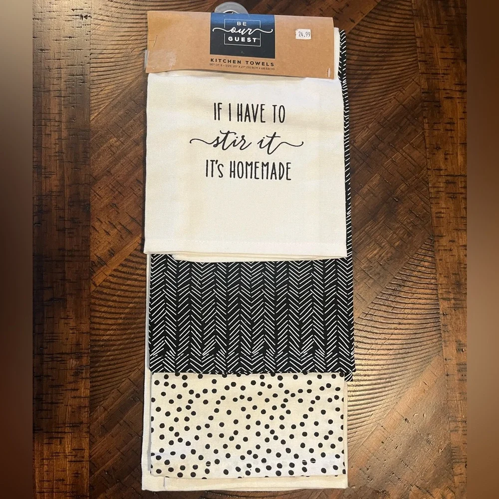 Black and White 3pc Hand Towel Set